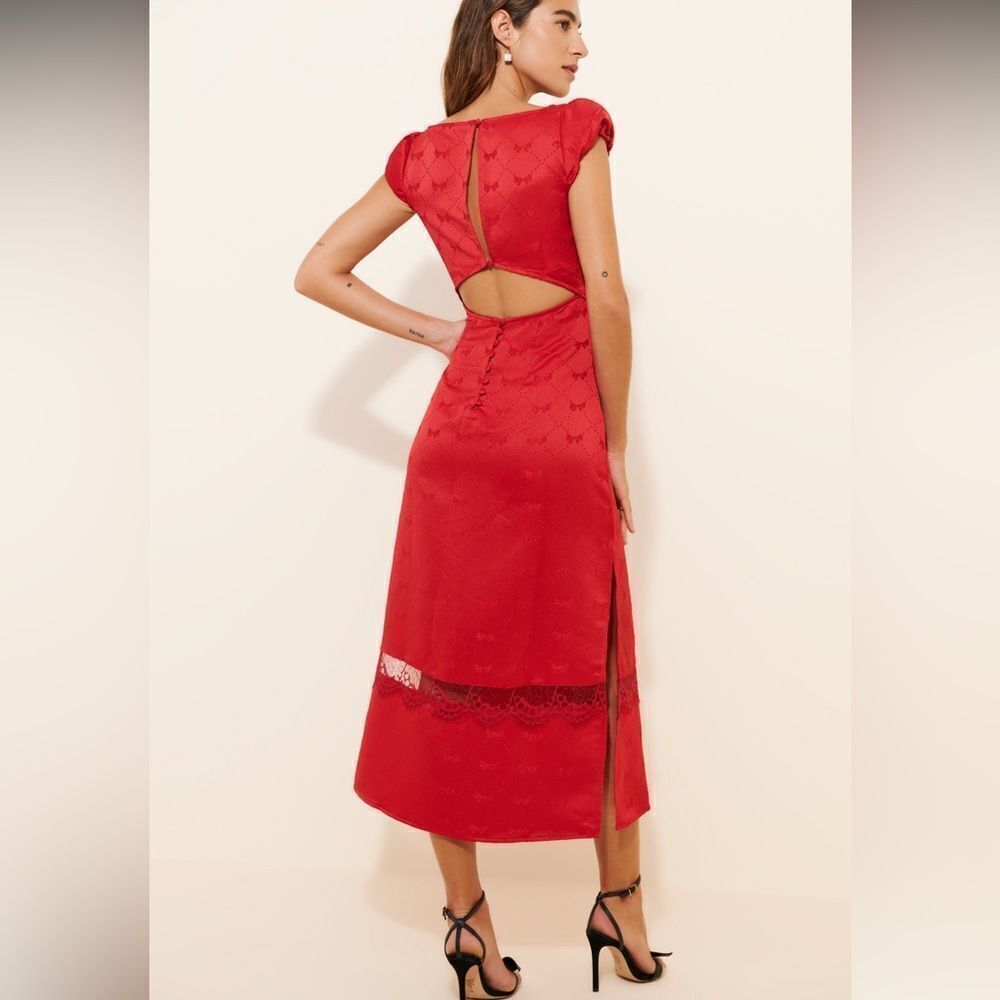 NWT Free People Foolish Heart Midi Dress in Red Dahlia Combo Size Large - Picture 2 of 5